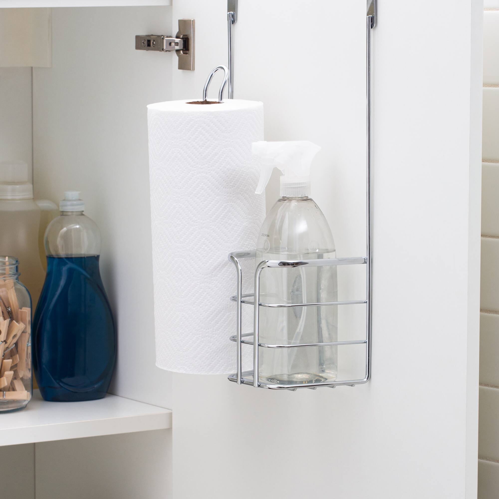 Kitchen Details Chrome 2-in-1 Over the Cabinet Cleaning Organizer